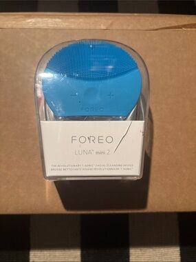 NIB FOREO LUNA Mini 2 T-Sonic Facial Cleansing Device - Aquamarine Blue